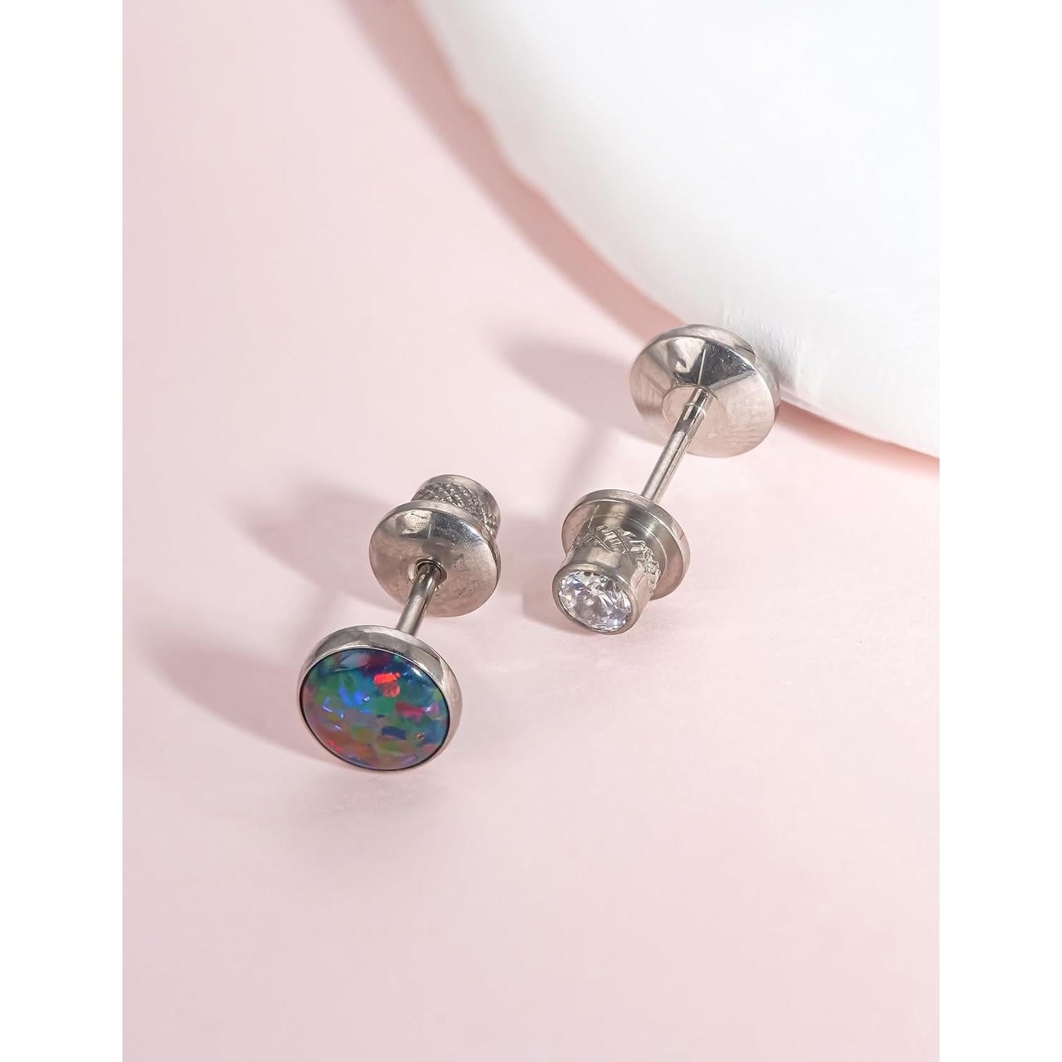 Pendientes de Titanio Hipoalergénicos Limerencia 20G con Respaldo Tornillo