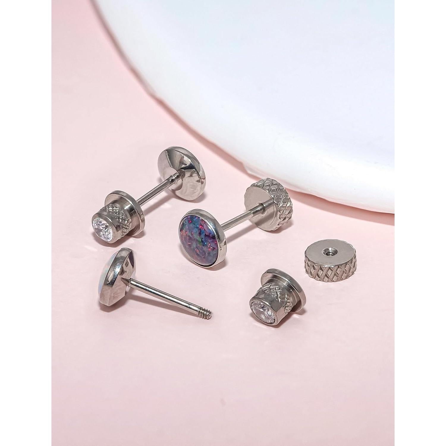 Pendientes de Titanio Hipoalergénicos Limerencia 20G con Respaldo Tornillo