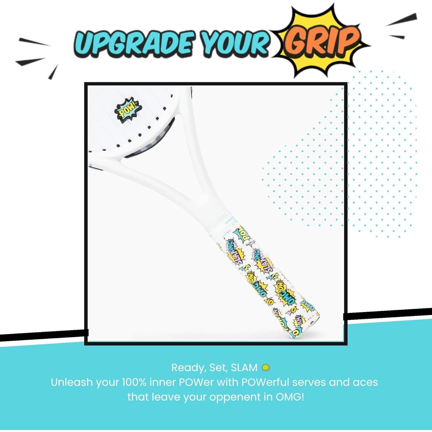 Juego de Empuñaduras y Amortiguador de Tenis Fresas y Crema