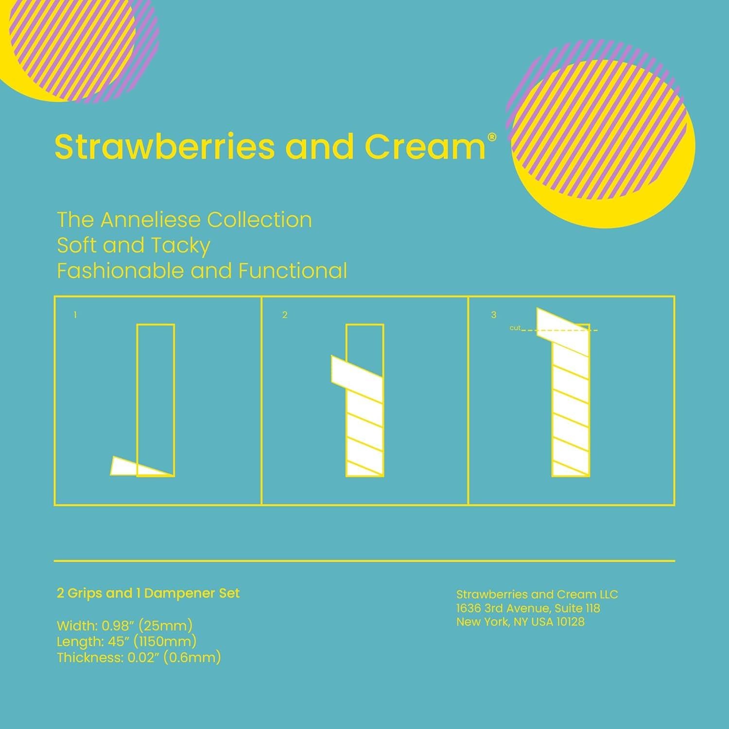 Juego de Empuñaduras y Amortiguador de Tenis Fresas y Crema