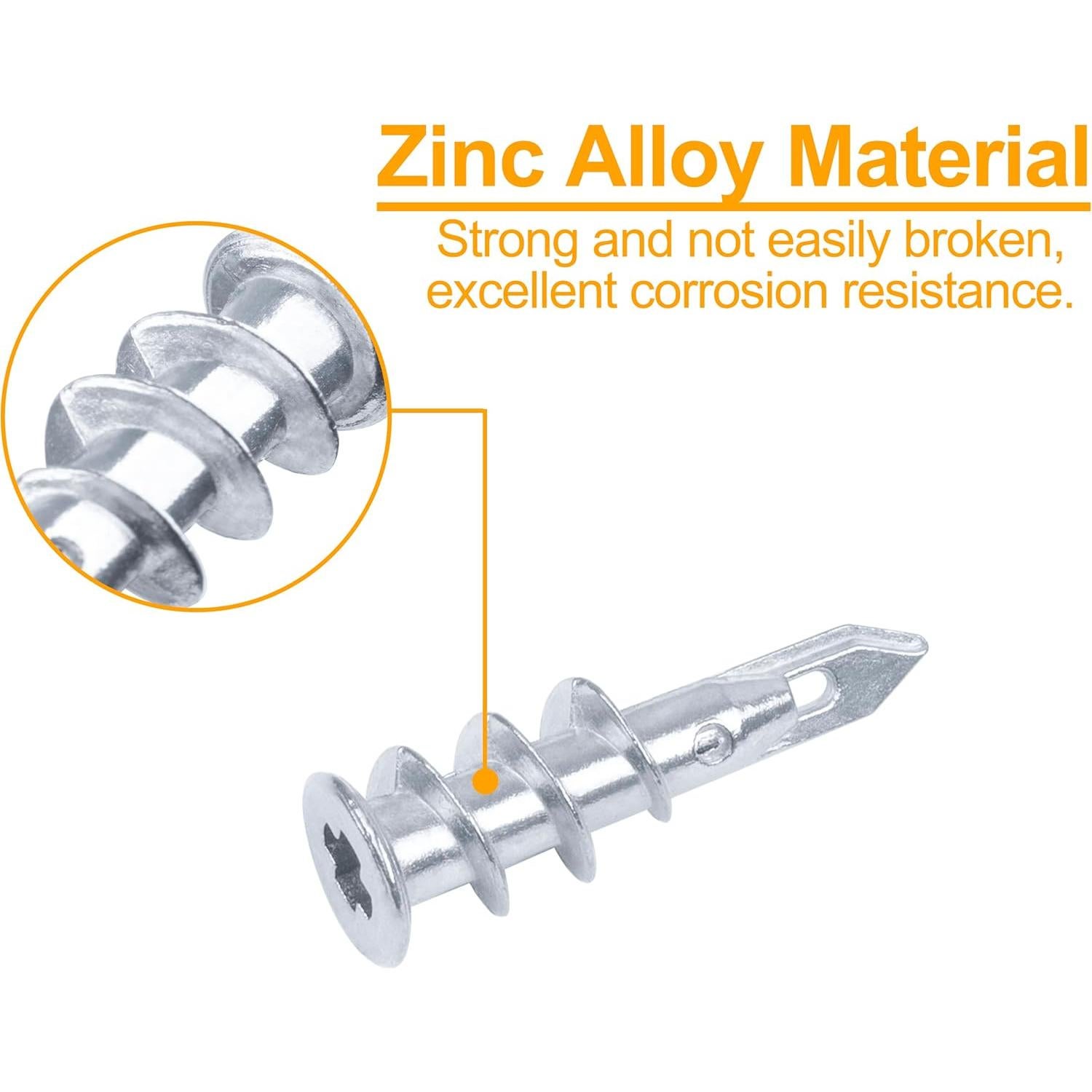 KURUI Anclajes de Yeso Autoperforantes Zinc 60 Pcs 22.68 kg