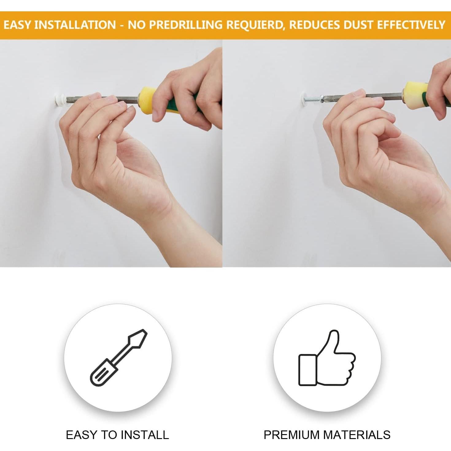 KURUI Anclajes de Yeso Autoperforantes Zinc 60 Pcs 22.68 kg