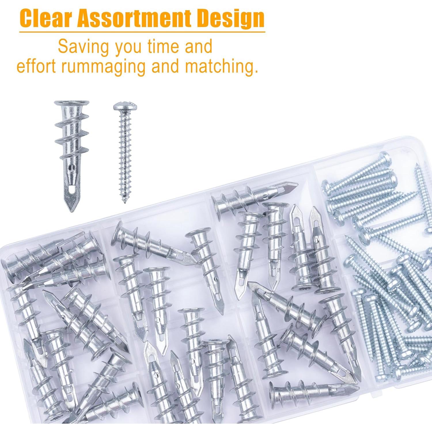 KURUI Anclajes de Yeso Autoperforantes Zinc 60 Pcs 22.68 kg