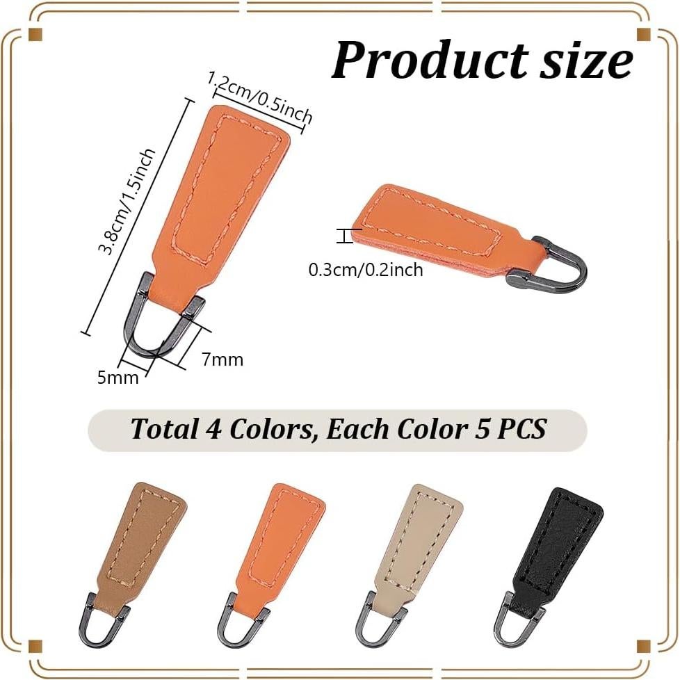 Tiradores de Cremallera PH PandaHall 20pcs 4 Colores 3.8x1.2cm