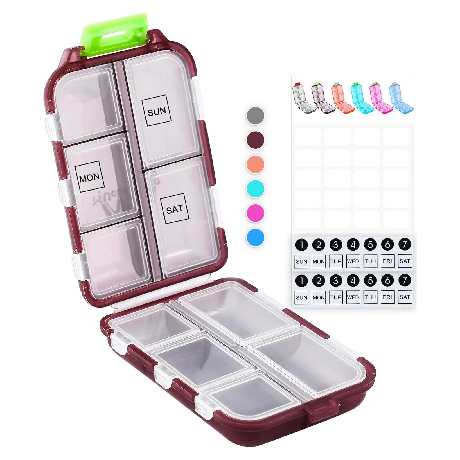 Organizador de Pastillas M Muchengbao Rojo 10 Compartimentos