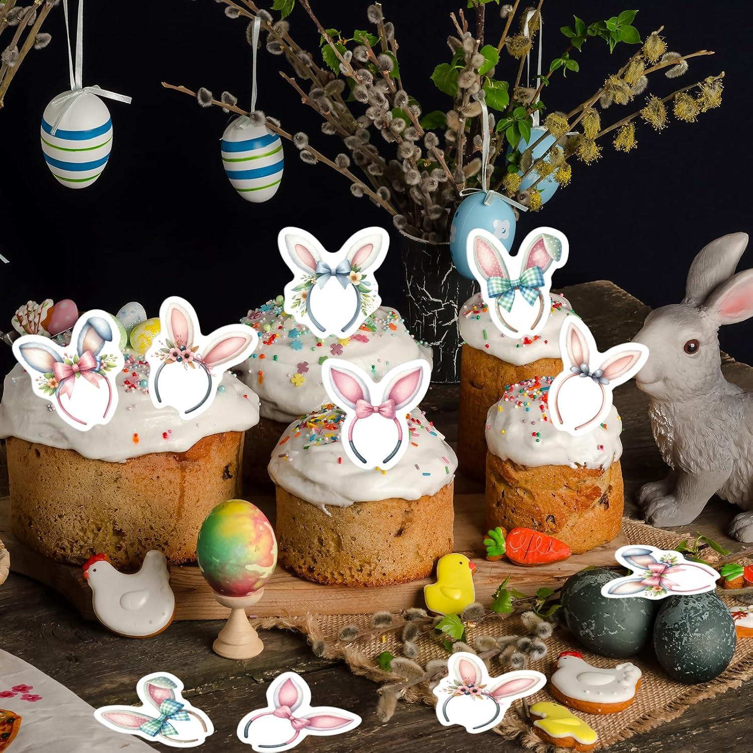 30 Adornos Comestibles de Cupcake Fyeoxle Orejas Conejo 4.5cm