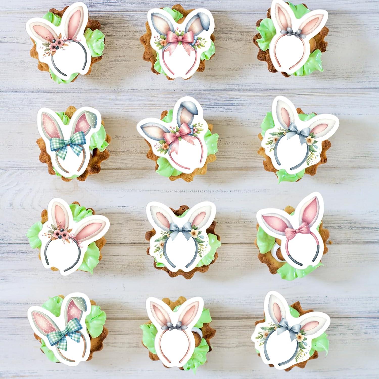 30 Adornos Comestibles de Cupcake Fyeoxle Orejas Conejo 4.5cm