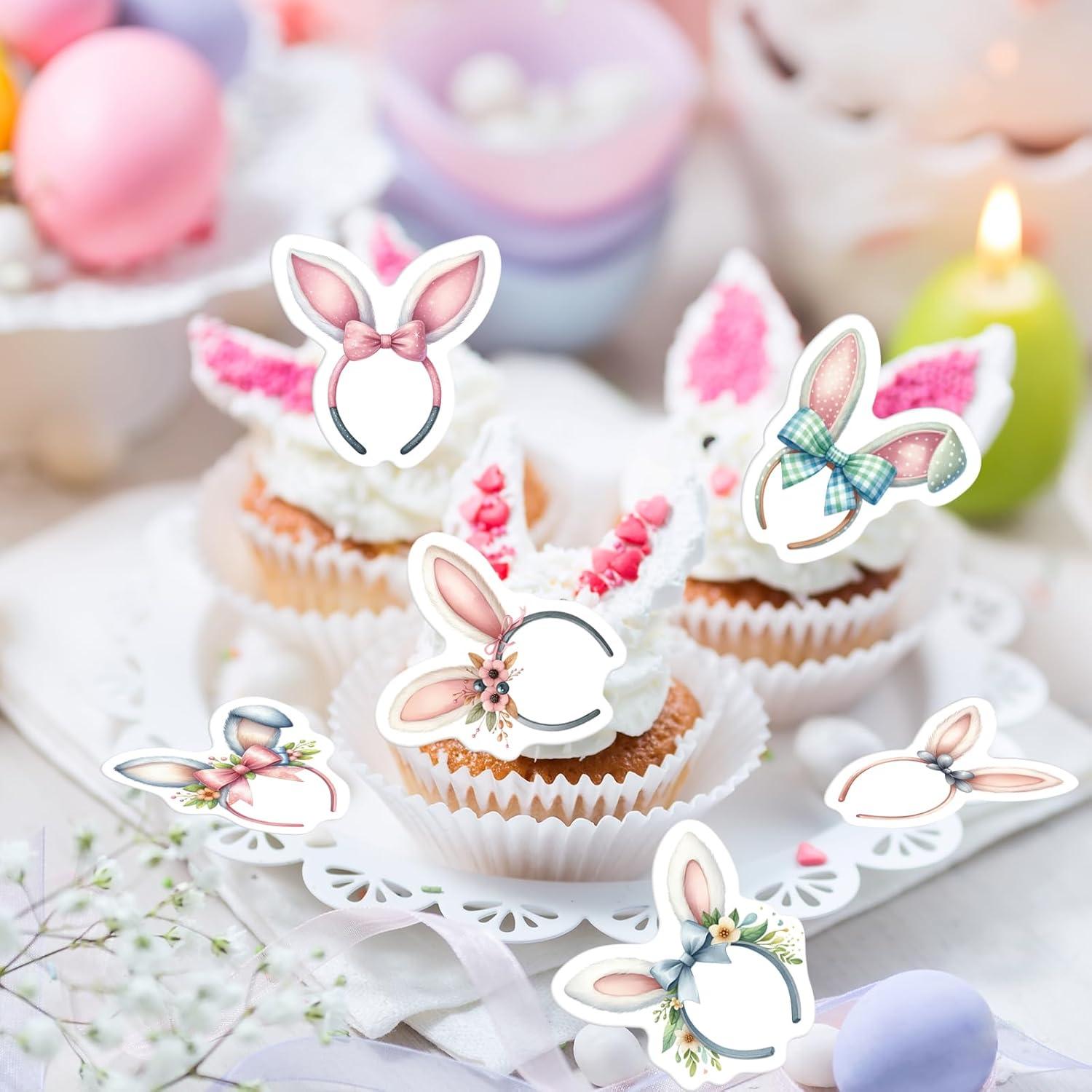 30 Adornos Comestibles de Cupcake Fyeoxle Orejas Conejo 4.5cm