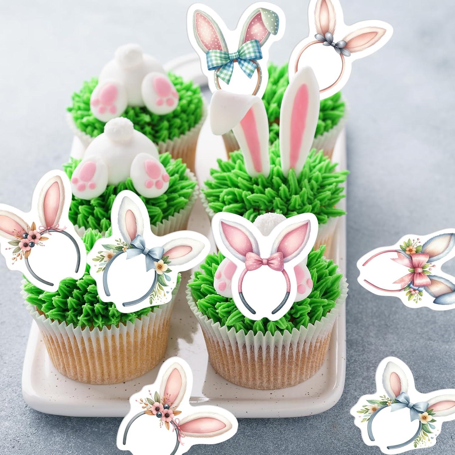 30 Adornos Comestibles de Cupcake Fyeoxle Orejas Conejo 4.5cm