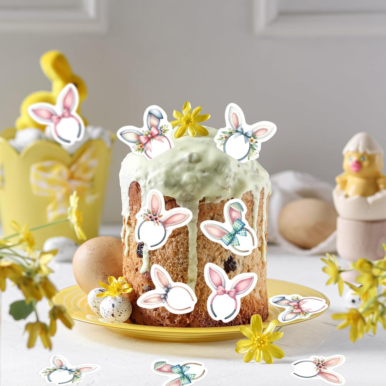 30 Adornos Comestibles de Cupcake Fyeoxle Orejas Conejo 4.5cm