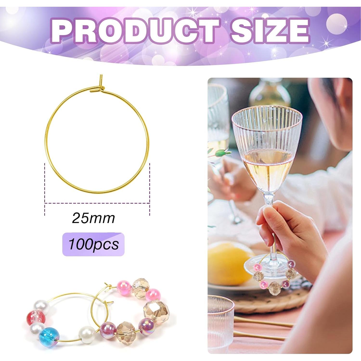 Anillos de Encanto para Copas de Vino TOAOB 25mm Dorado 100pcs