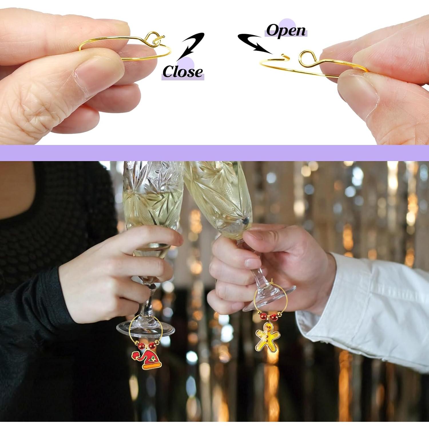 Anillos de Encanto para Copas de Vino TOAOB 25mm Dorado 100pcs