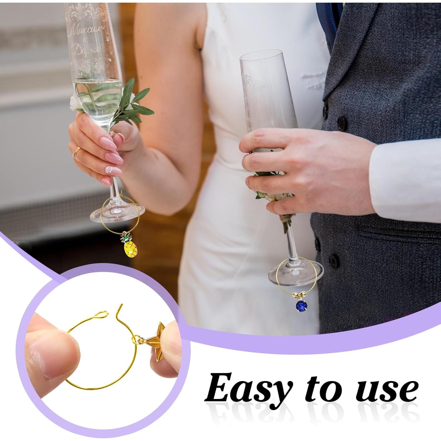 Anillos de Encanto para Copas de Vino TOAOB 25mm Dorado 100pcs