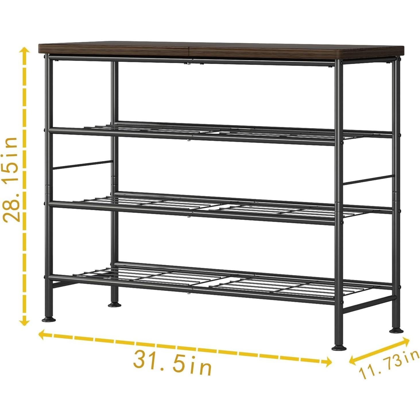 Organizador de Zapatos SUOERNUO 4 Niveles Metal y MDF Negro