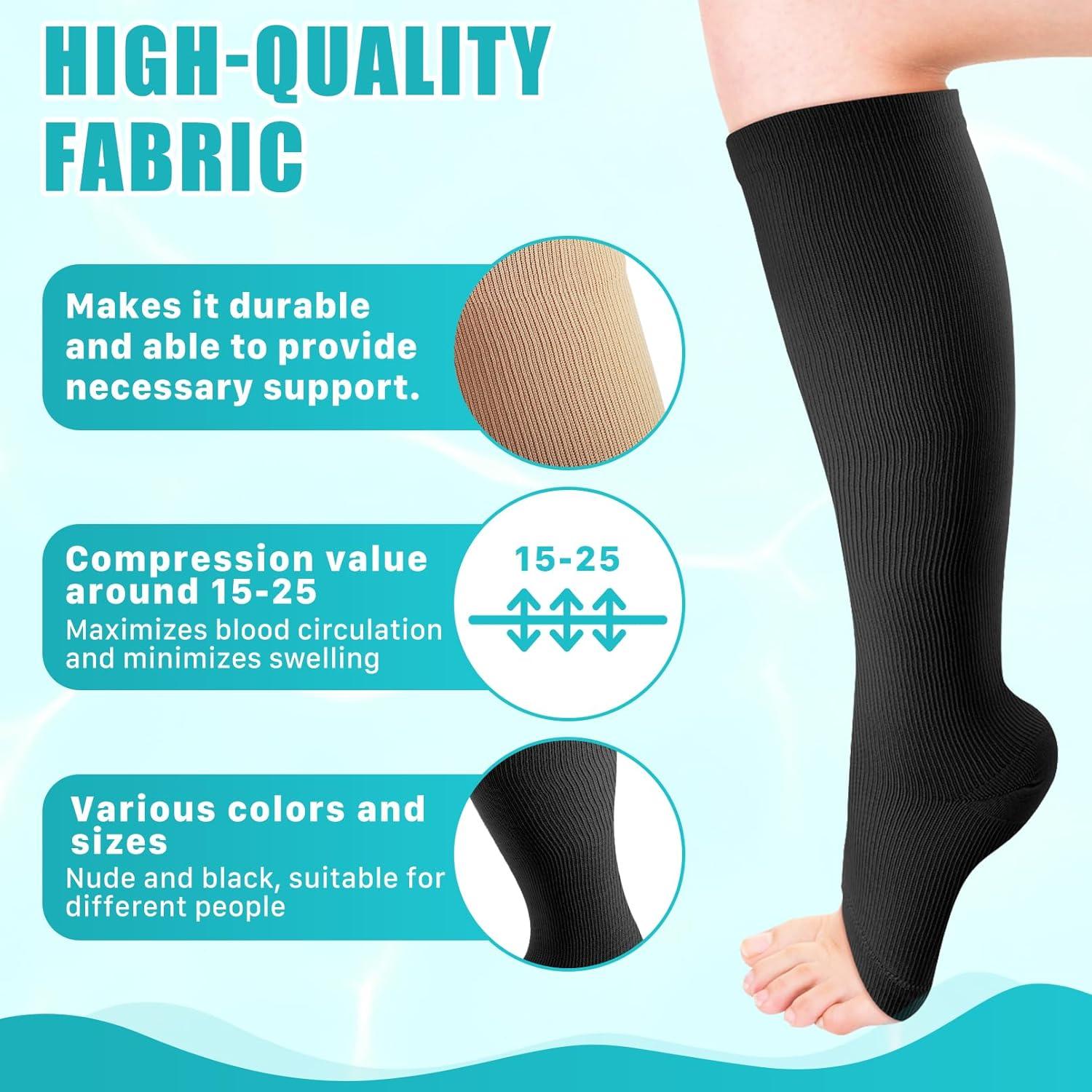 4 Pares de Medias de Compresión Punta Abierta CACASO XX-Grande