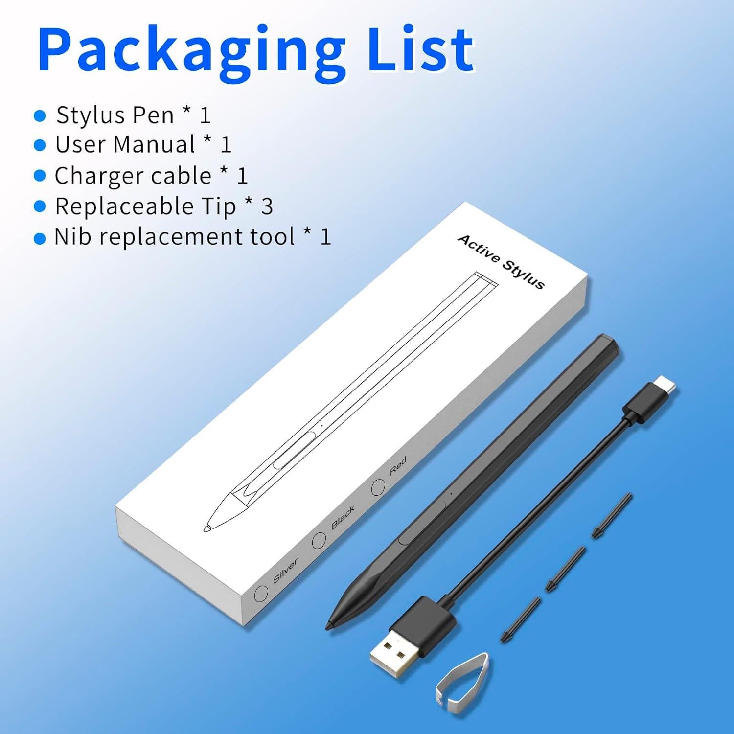 Lápiz Stylus SSS·GRGB para HP Envy x360, 4096 Niveles, Negro