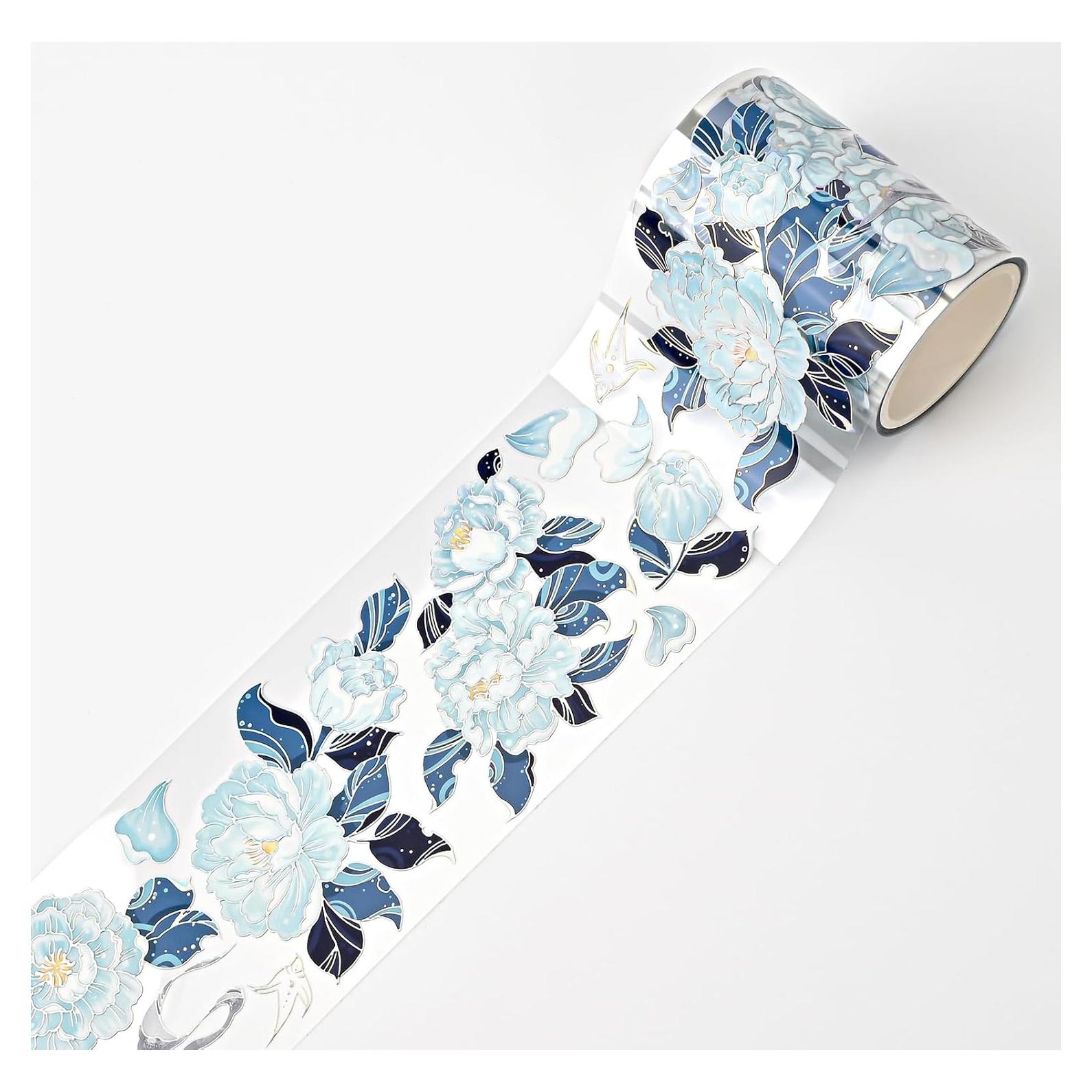 Cinta Washi Valtiner Flor Azul 2m x 6cm para Manualidades