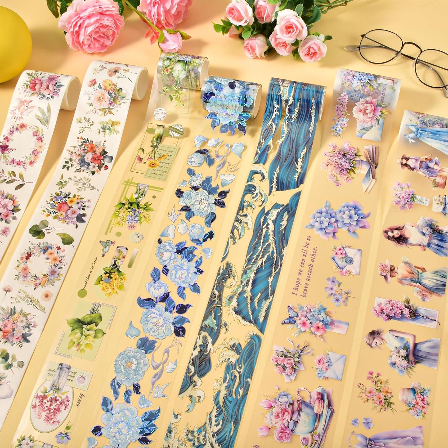 Cinta Washi Valtiner Flor Azul 2m x 6cm para Manualidades