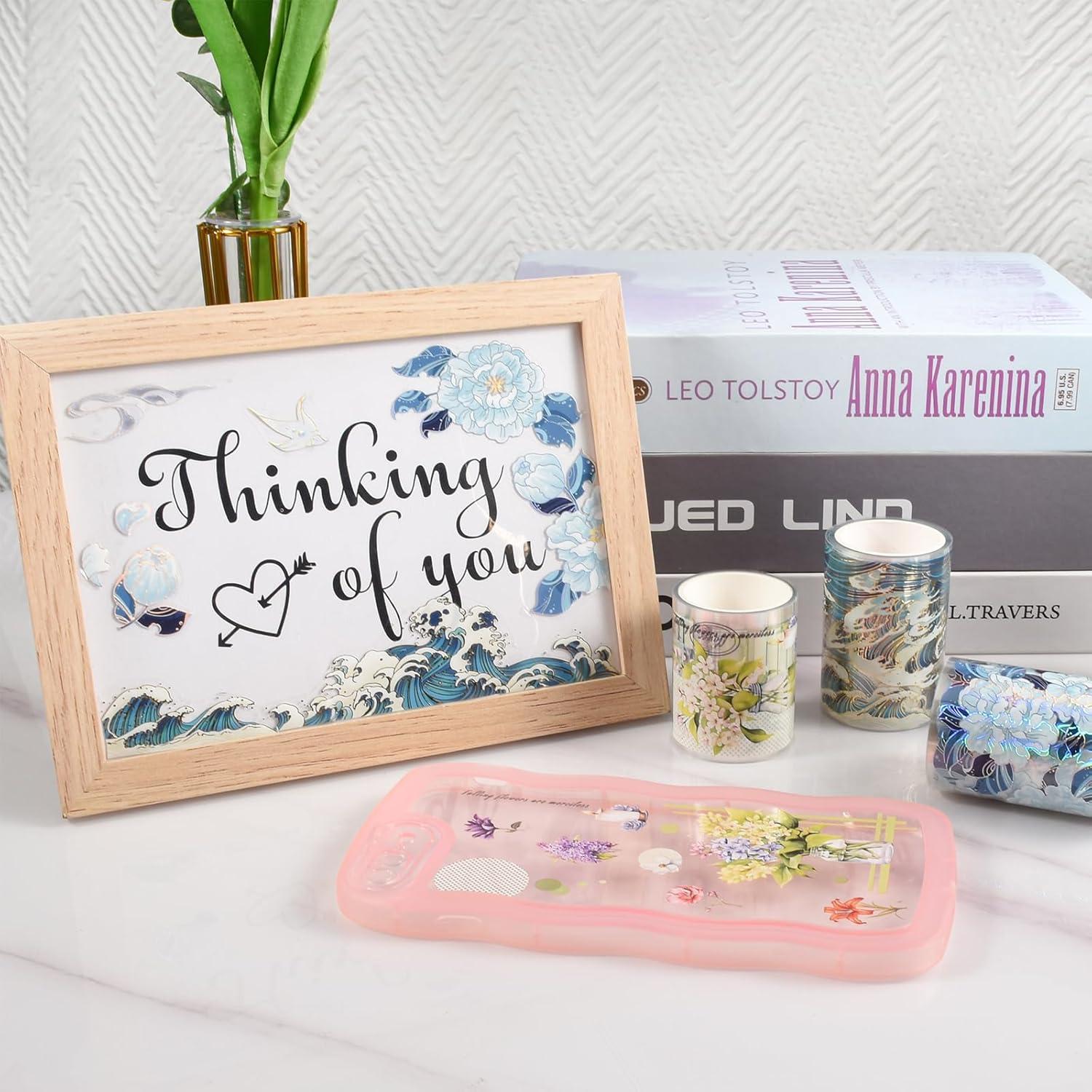 Cinta Washi Valtiner Flor Azul 2m x 6cm para Manualidades