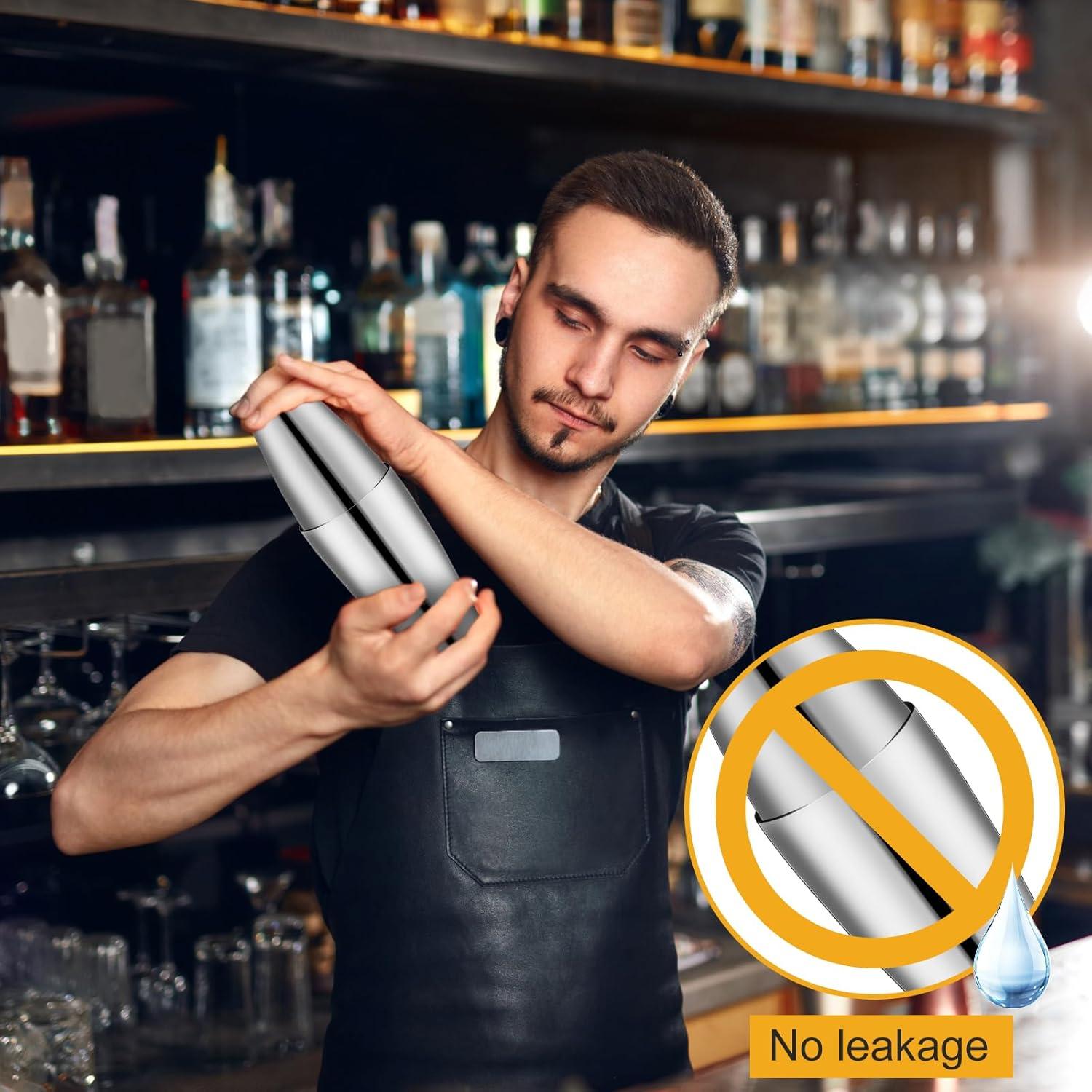 Juego de Coctelera Boston Zhehao 24 Pcs Acero Inoxidable 532ml 828ml