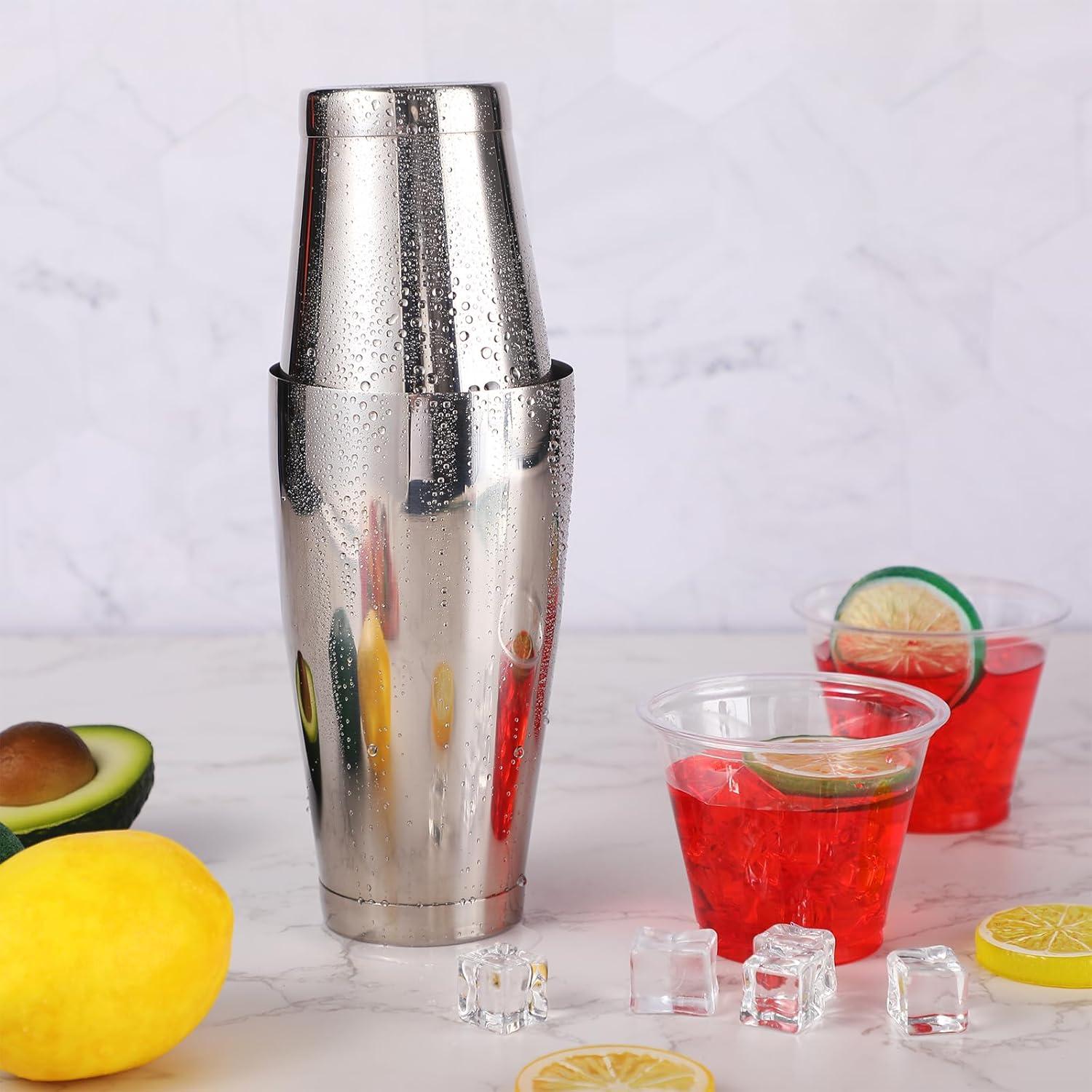 Juego de Coctelera Boston Zhehao 24 Pcs Acero Inoxidable 532ml 828ml