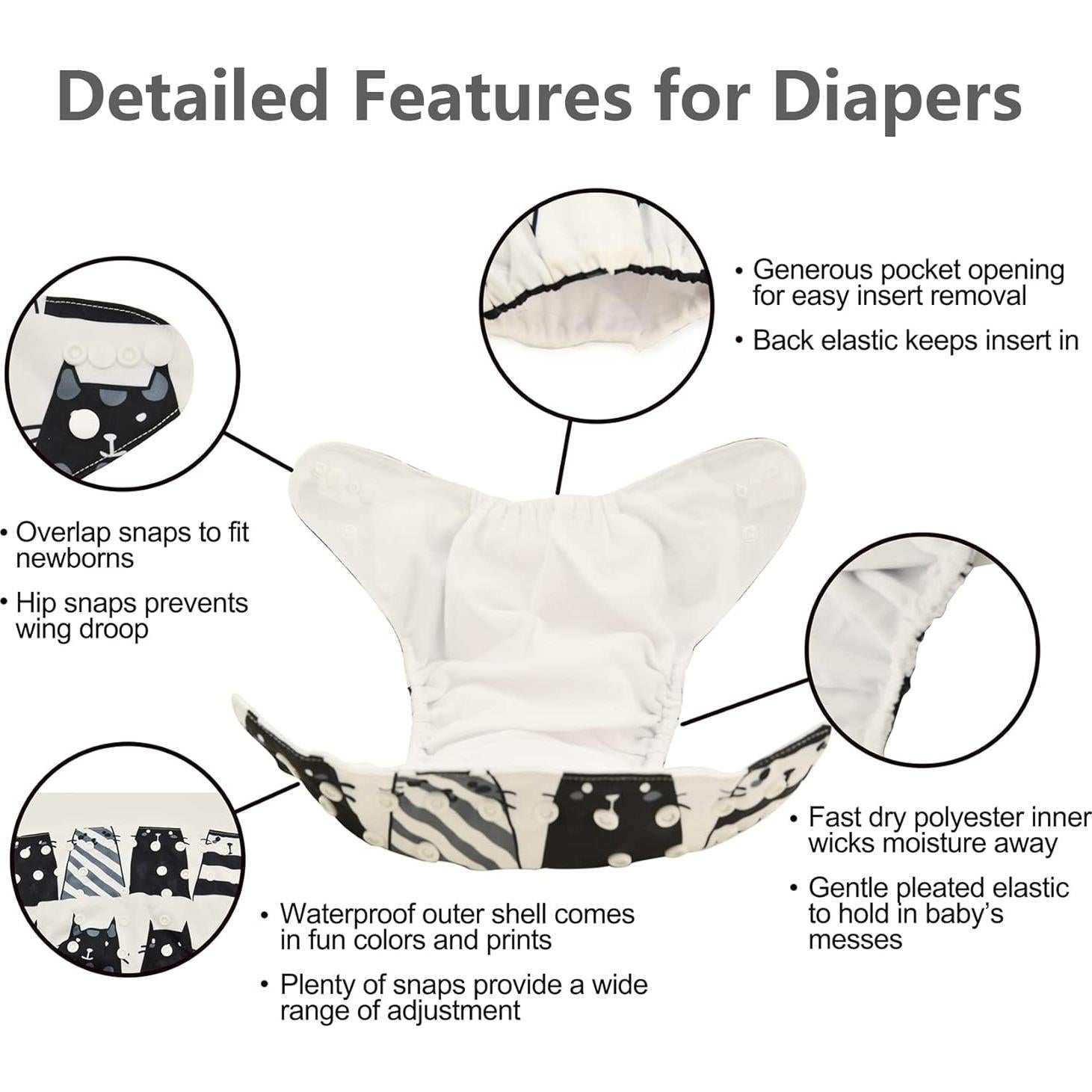 Pañales de Tela Reutilizables Babygoal 6 Piezas Niña