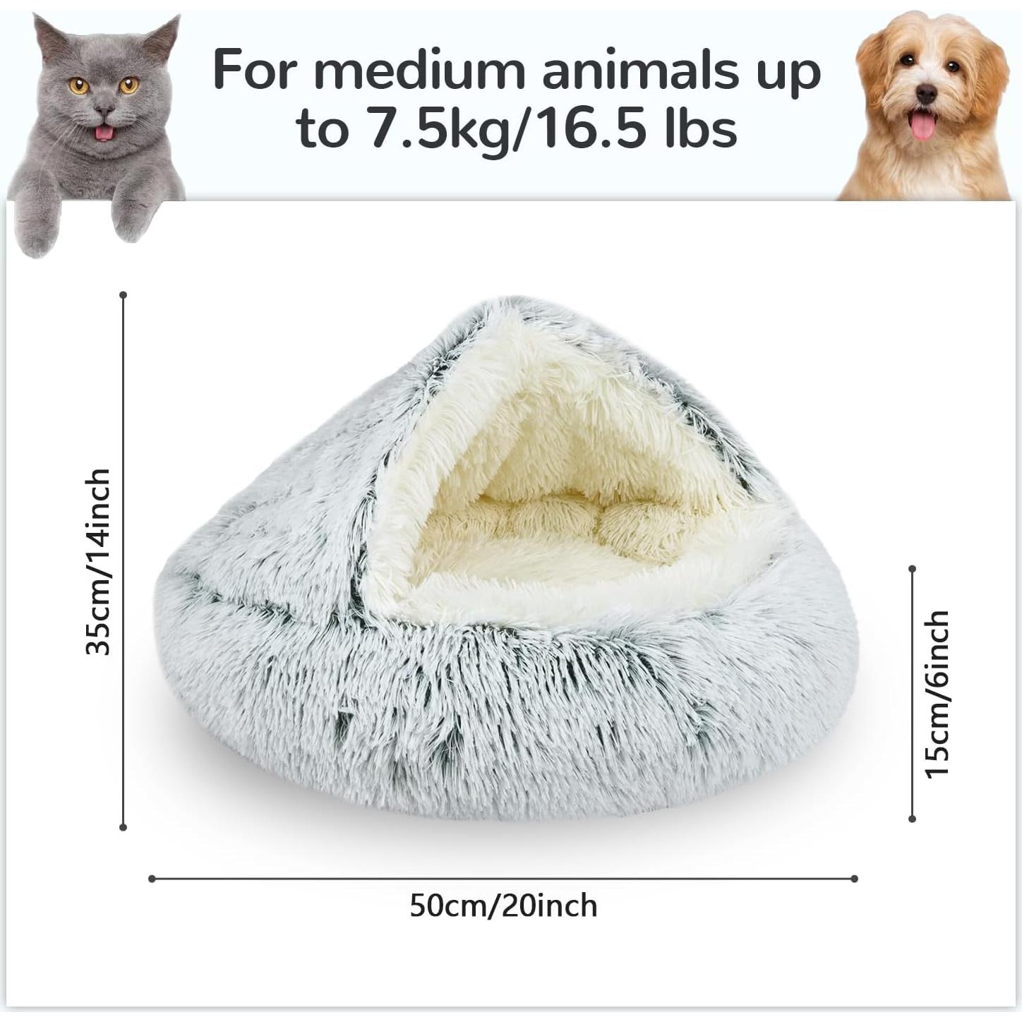 Cama para Gato Arquiel con Capucha Redonda Gris 50.8 cm