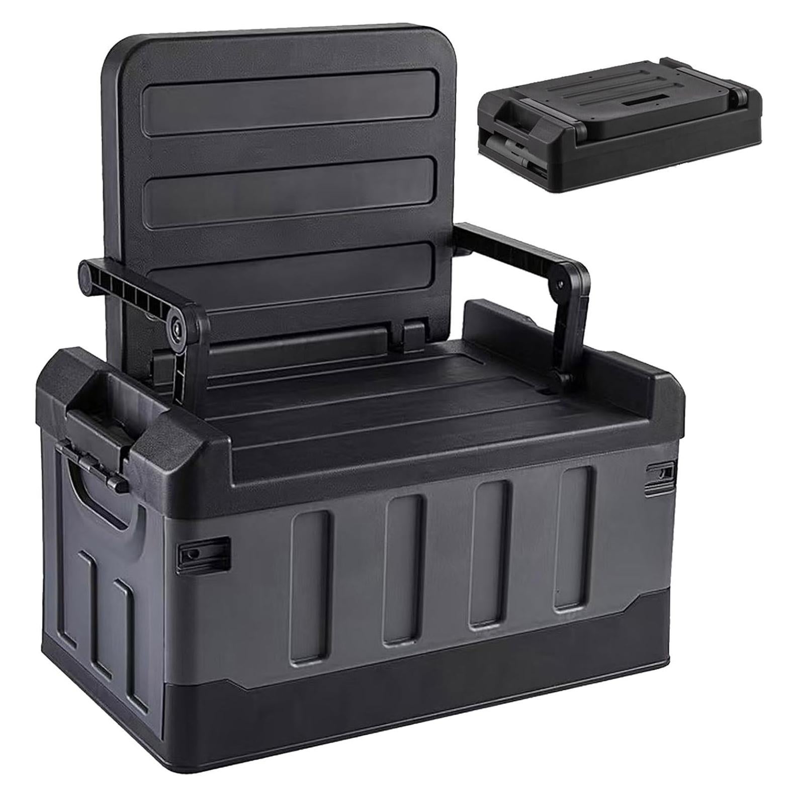 Caja de Camping Plegable HAOFALUC 60L Organizador y Asiento Negro