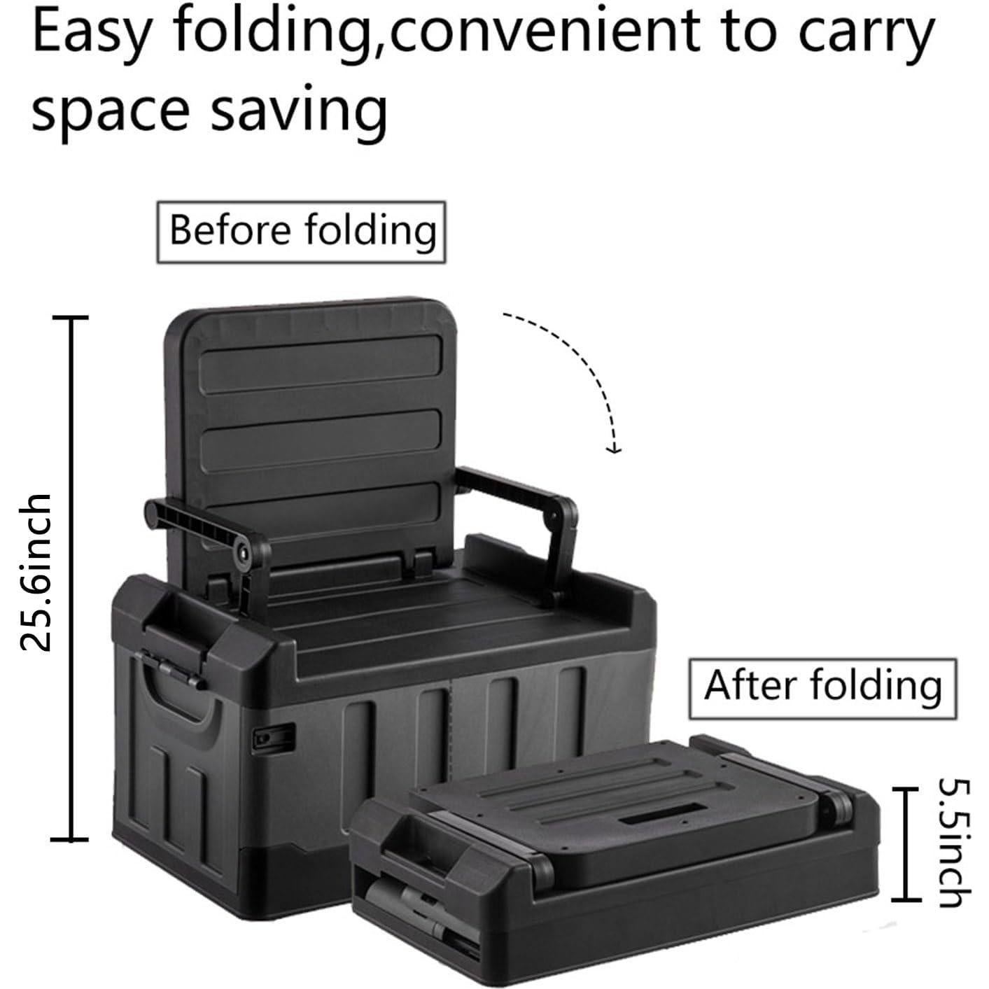 Caja de Camping Plegable HAOFALUC 60L Organizador y Asiento Negro