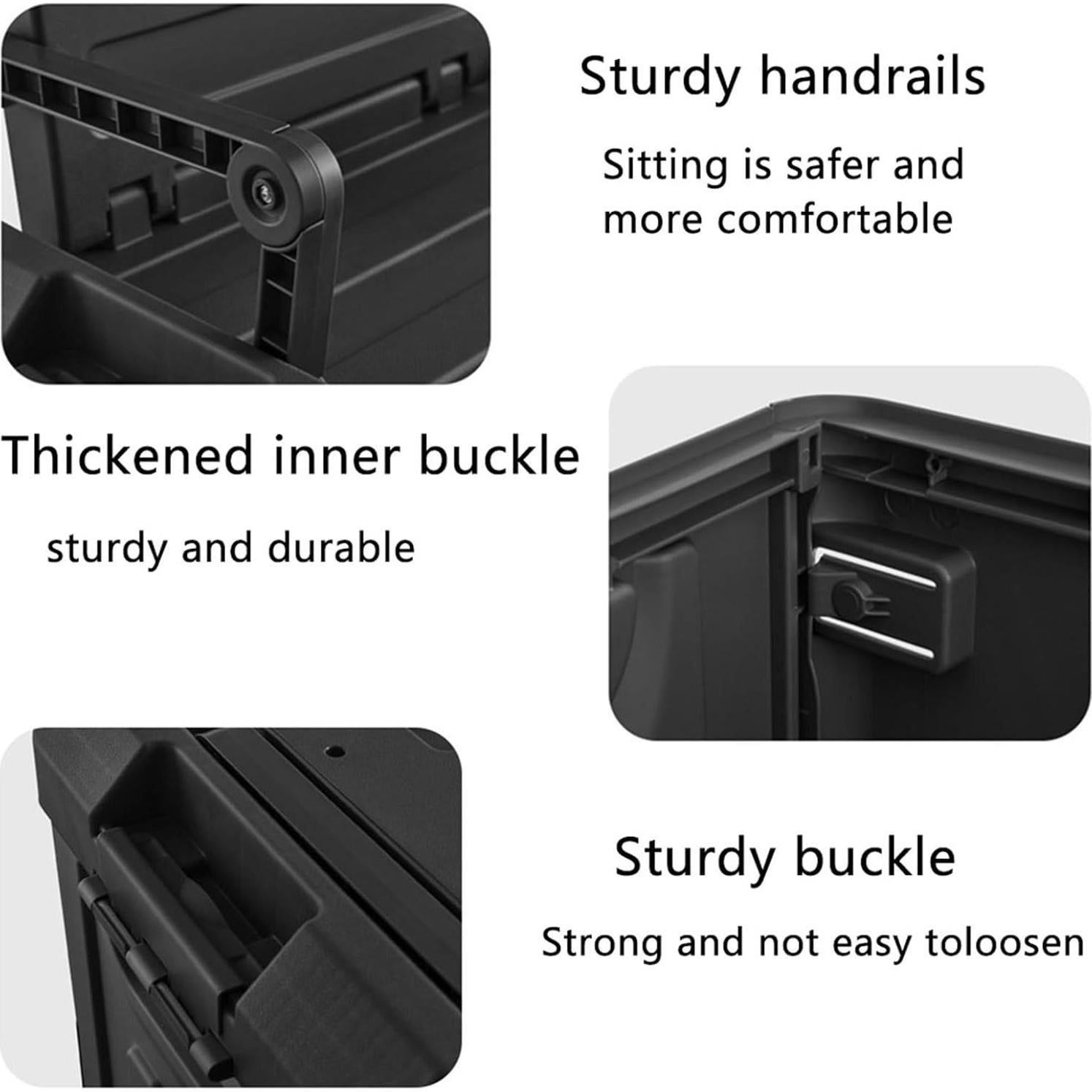 Caja de Camping Plegable HAOFALUC 60L Organizador y Asiento Negro