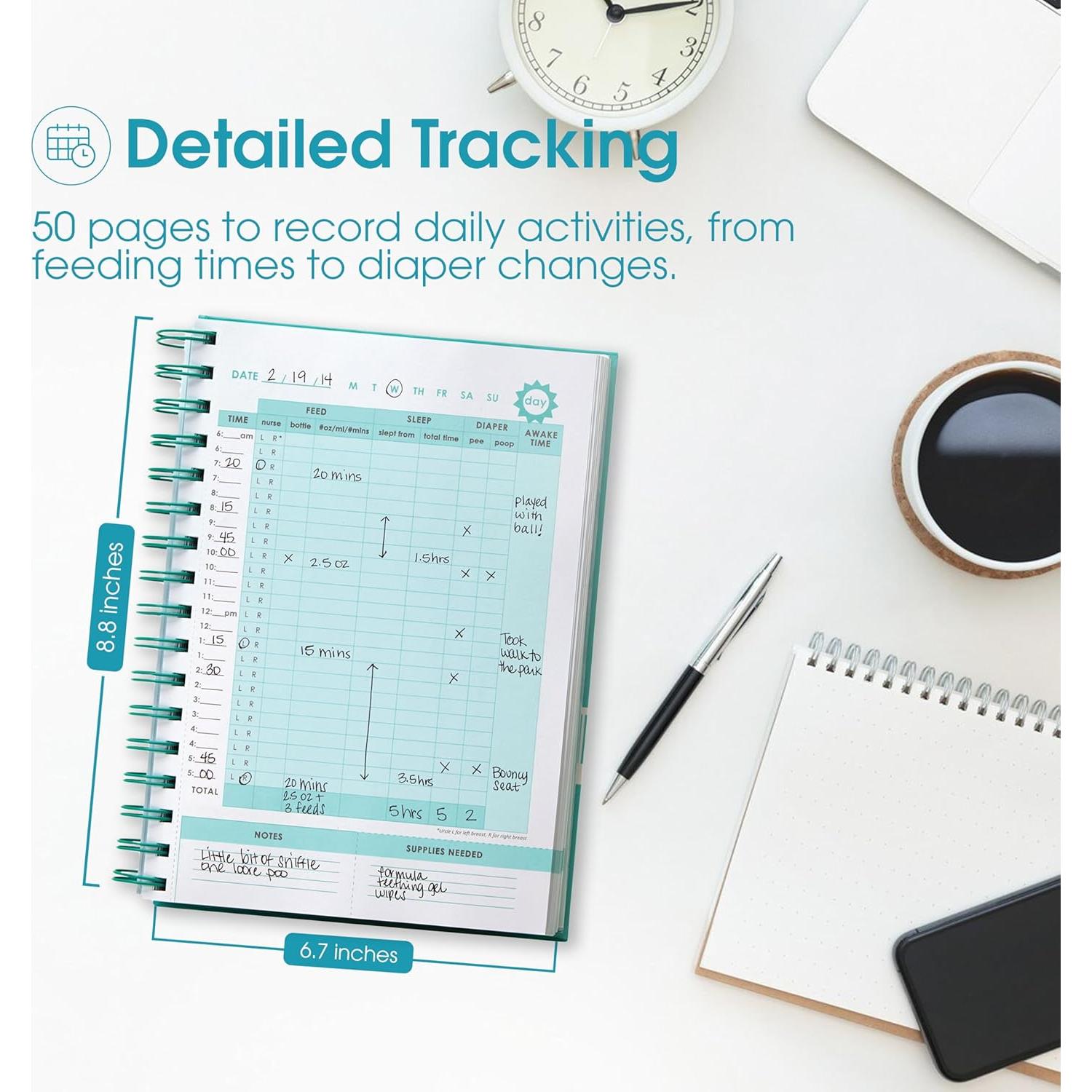 Planificador Diario del Bebé Pearhead Azul, 50 Páginas para Registro