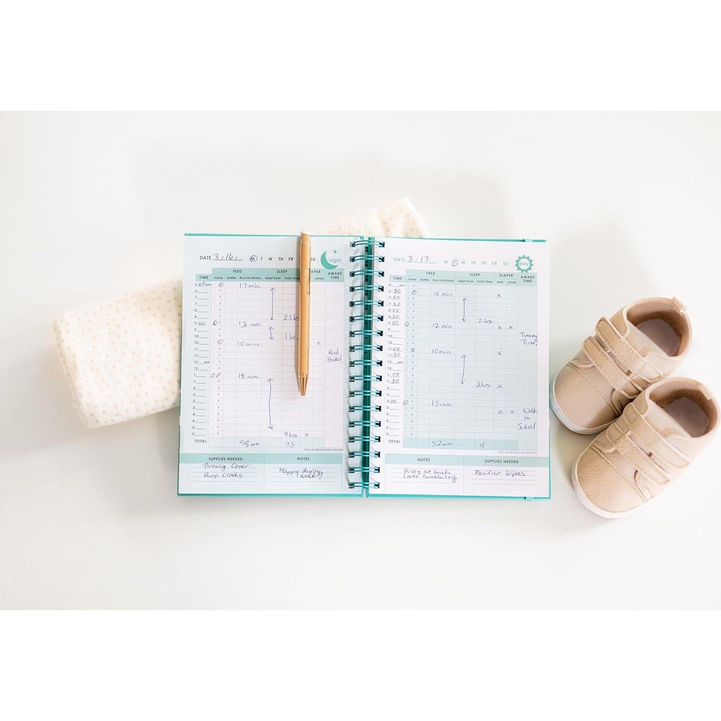 Planificador Diario del Bebé Pearhead Azul, 50 Páginas para Registro