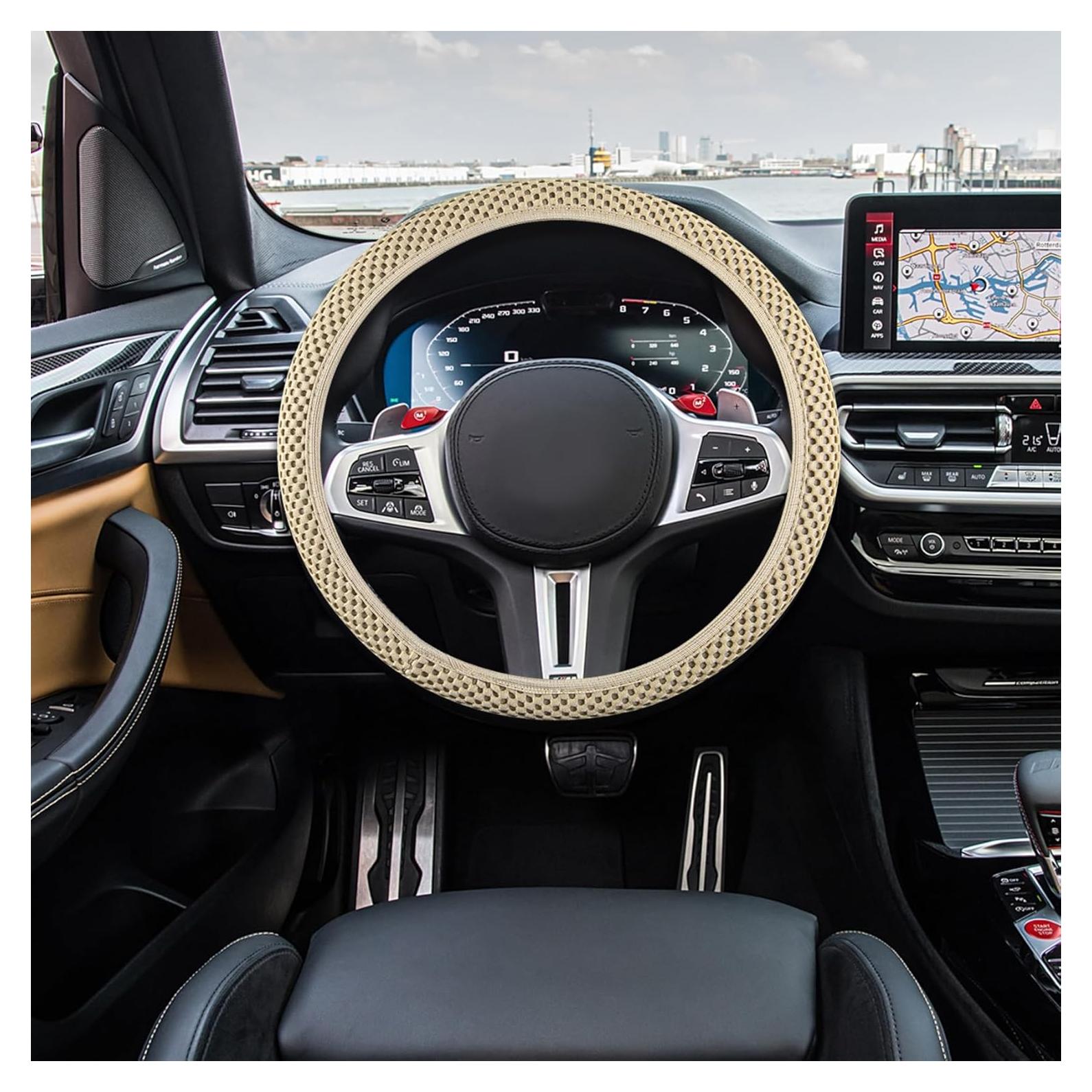 Cubierta de Volante Elástico RGOAANC 15 Pulgadas Beige