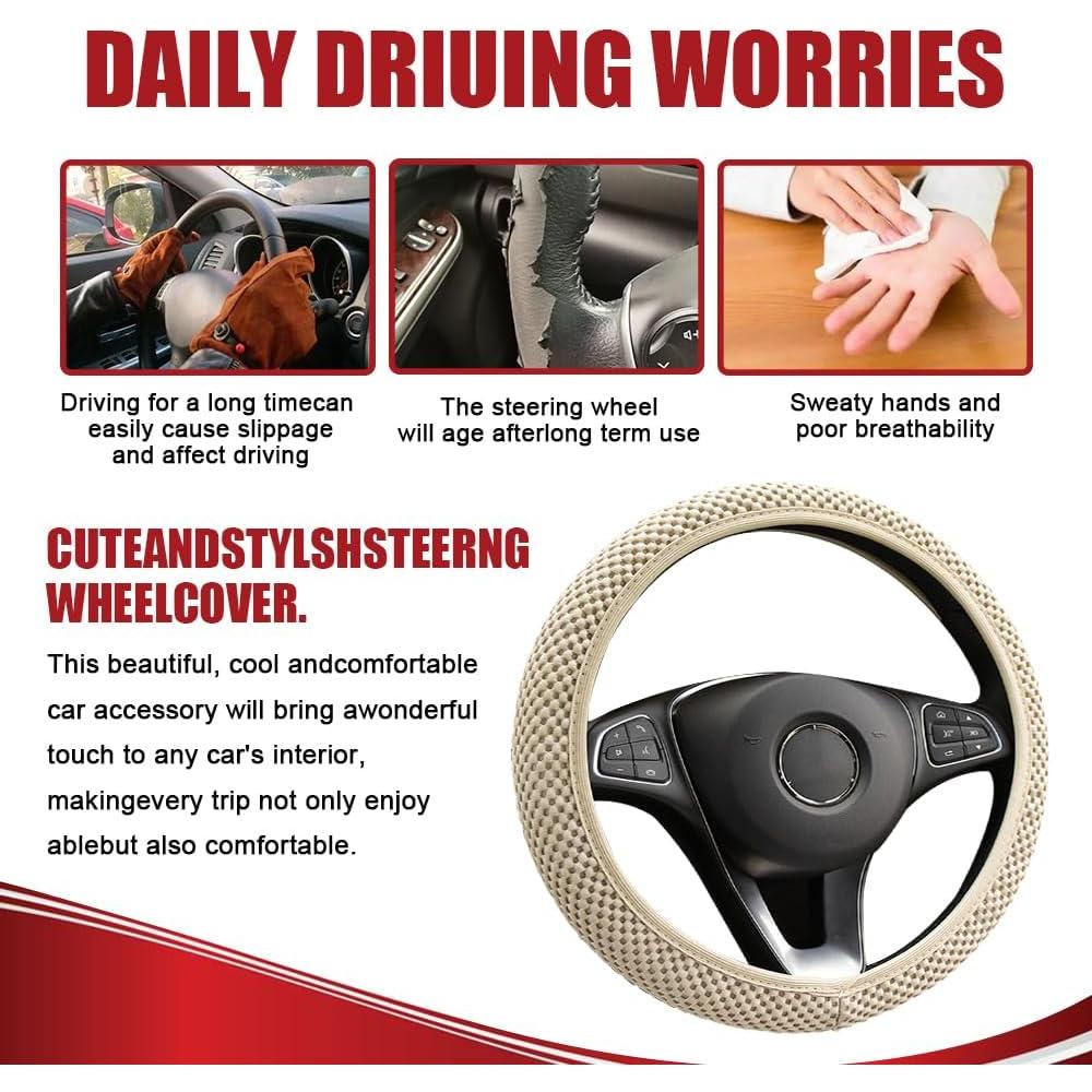 Cubierta de Volante Elástico RGOAANC 15 Pulgadas Beige