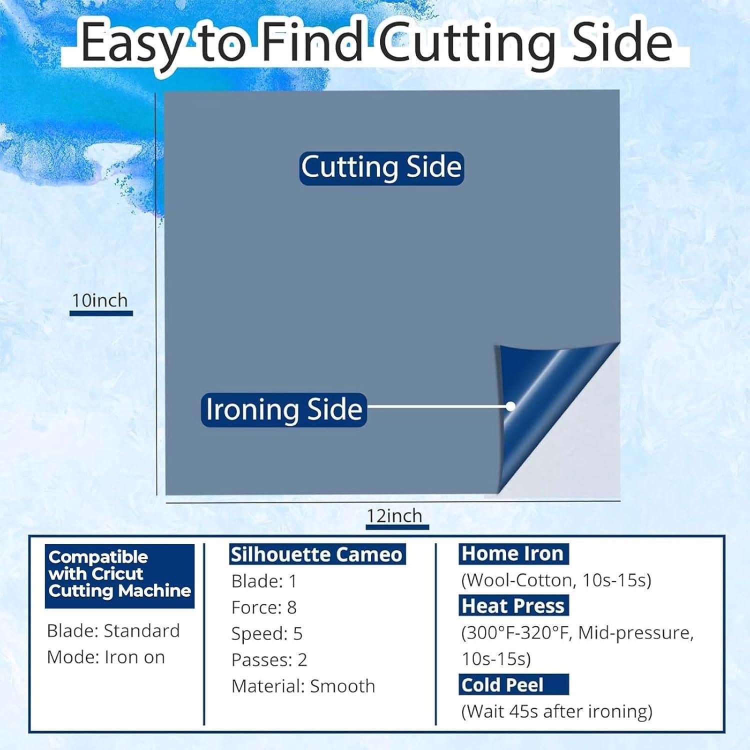 Vinilo de Transferencia de Calor HTVRONT Azul - 13 Hojas para Camisetas