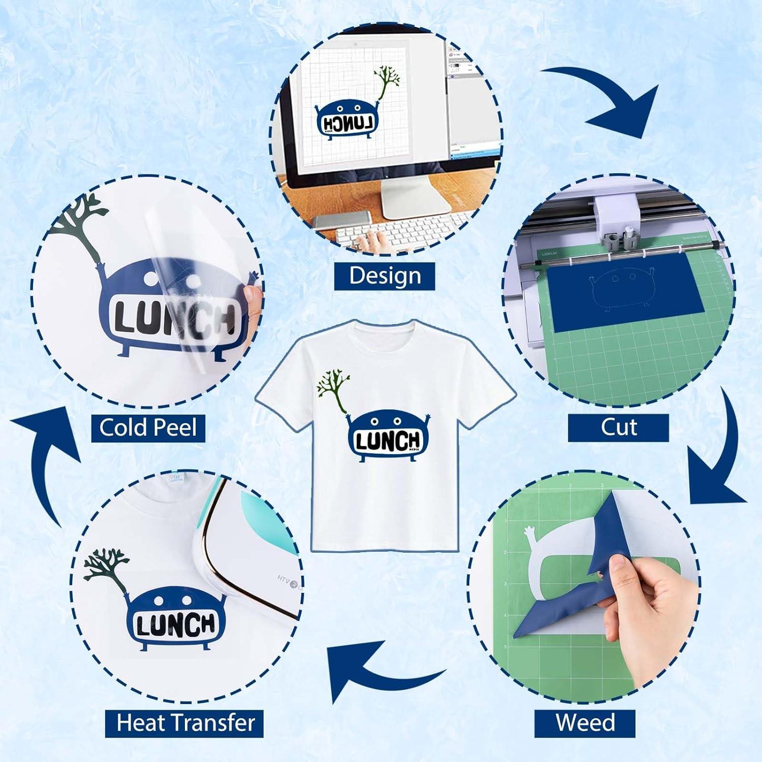 Vinilo de Transferencia de Calor HTVRONT Azul - 13 Hojas para Camisetas