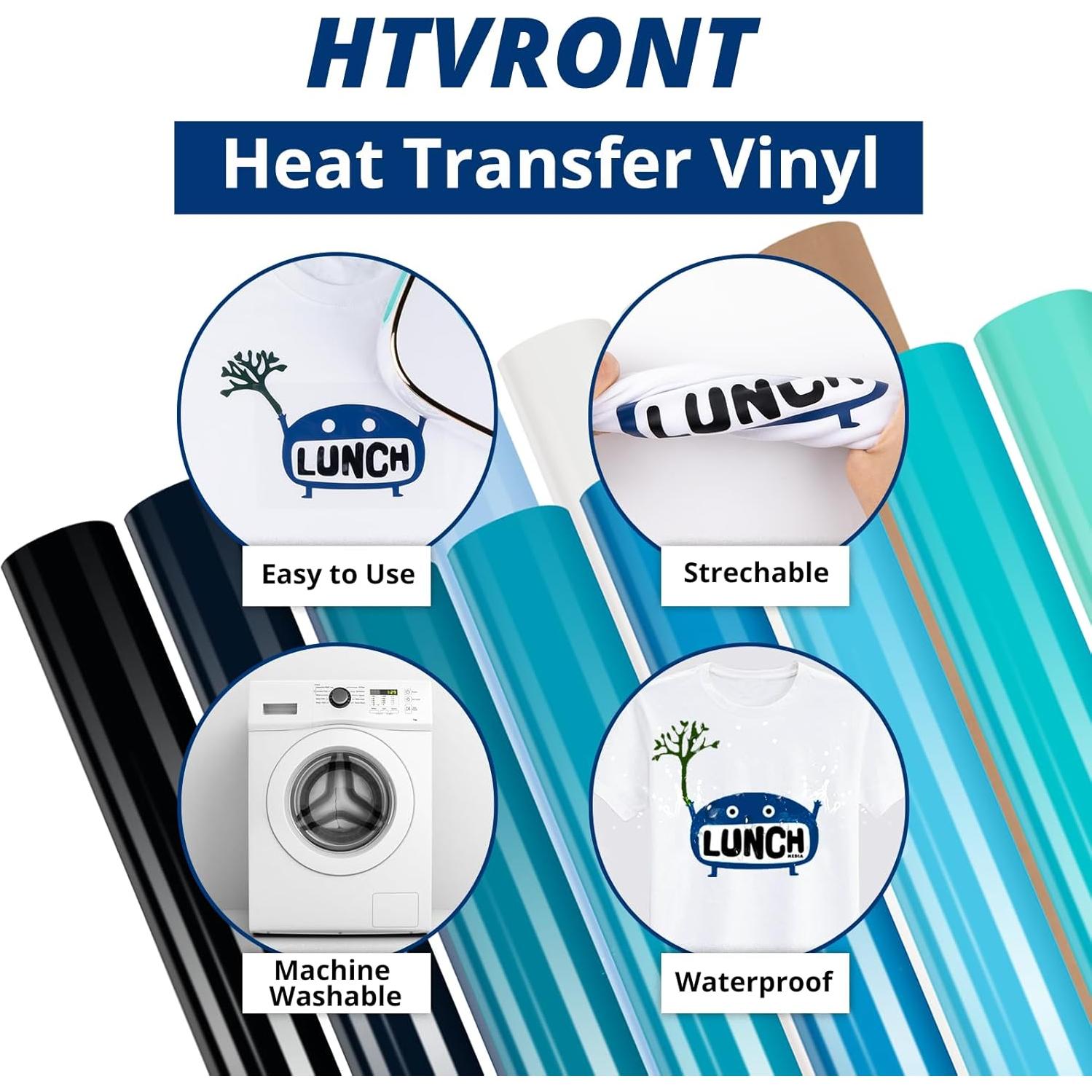 Vinilo de Transferencia de Calor HTVRONT Azul - 13 Hojas para Camisetas