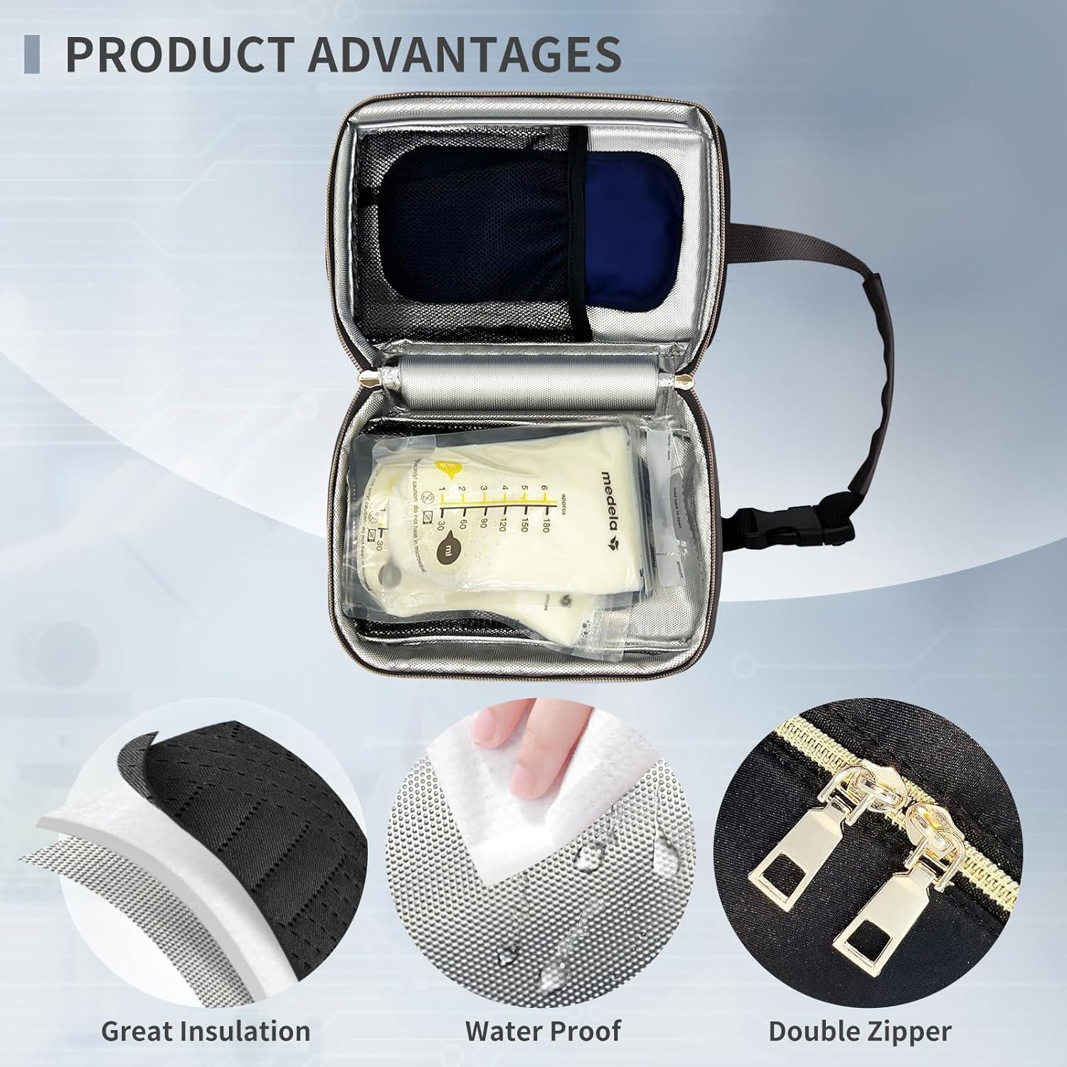 Bolsa Térmica Impermeable para Leche Materna - Negro