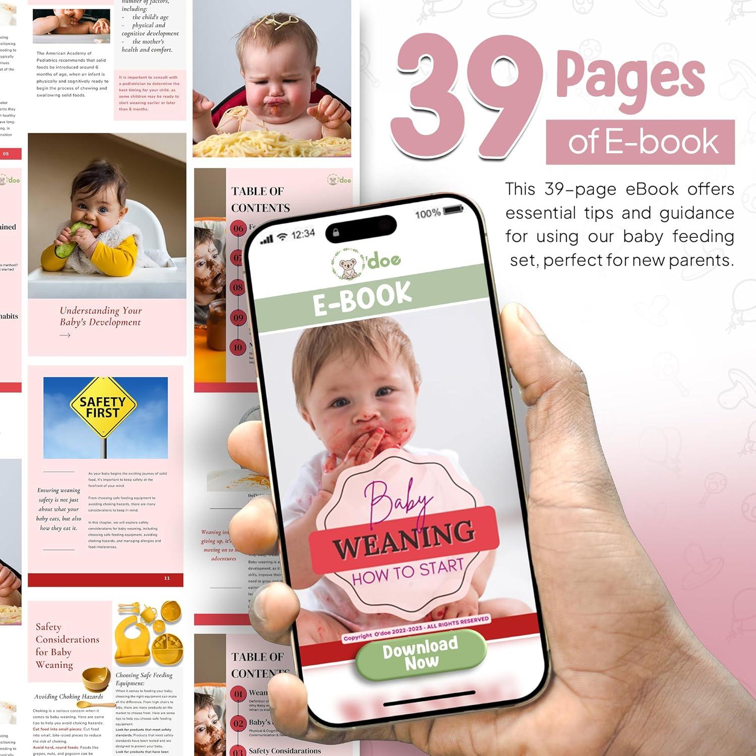 Set de Alimentación para Bebés O'doe 17 Piezas Rosa Libre BPA