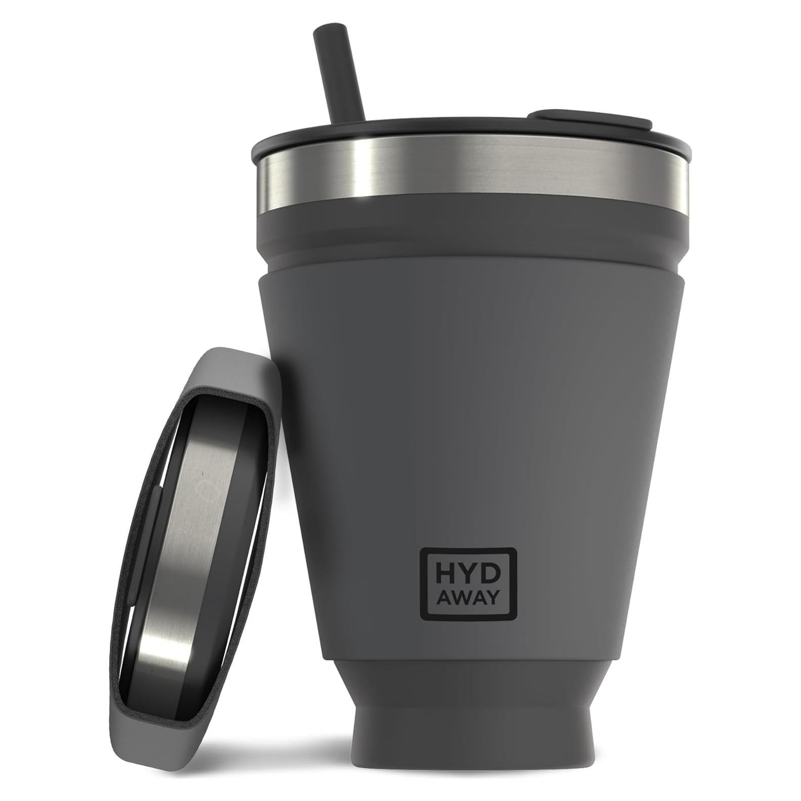 Vaso Plegable HYDAWAY 0.47L con Tapa y Pajilla Aislado