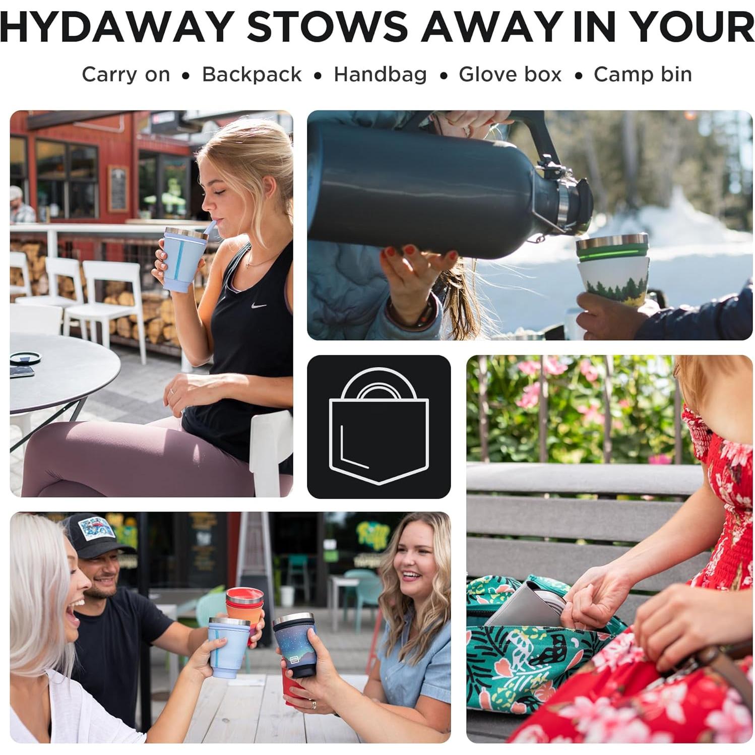 Vaso Plegable HYDAWAY 0.47L con Tapa y Pajilla Aislado