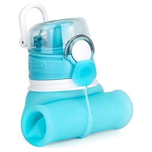 Botella de Agua Plegable Valourgo 600ml Silicona Azul Aqua