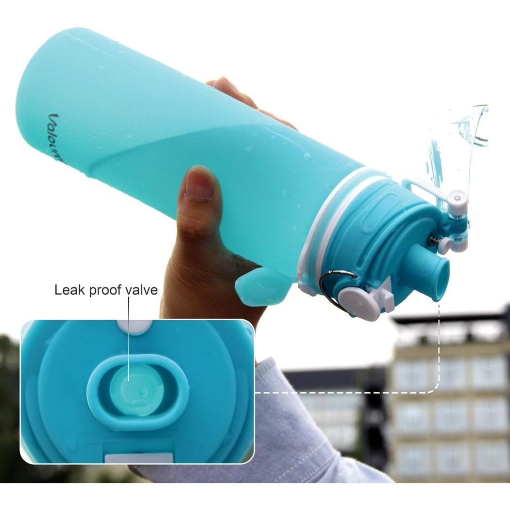 Botella de Agua Plegable Valourgo 600ml Silicona Azul Aqua