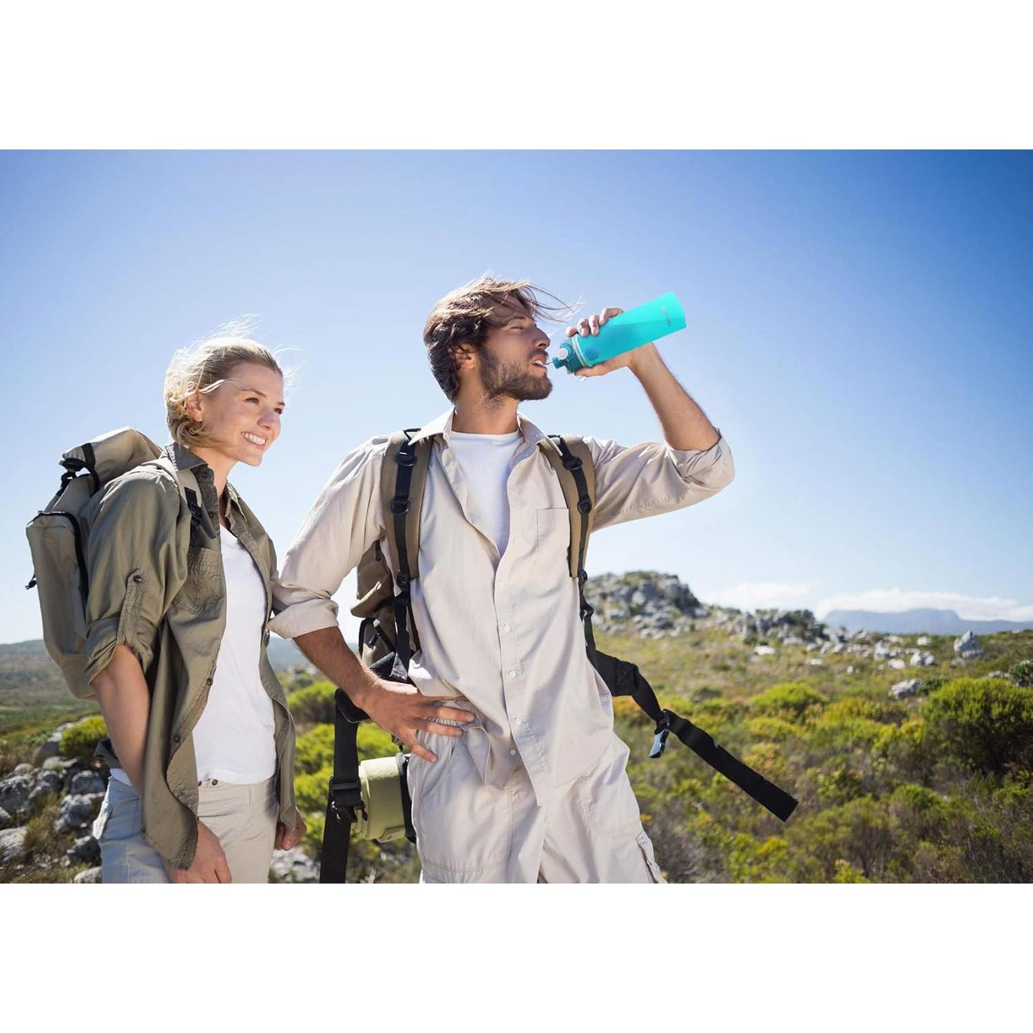 Botella de Agua Plegable Valourgo 600ml Silicona Azul Aqua