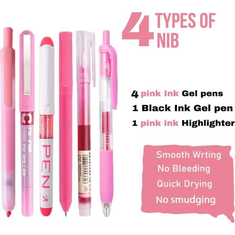 Juego de bolígrafos de gel Unimoety rosa y negro 0.5mm