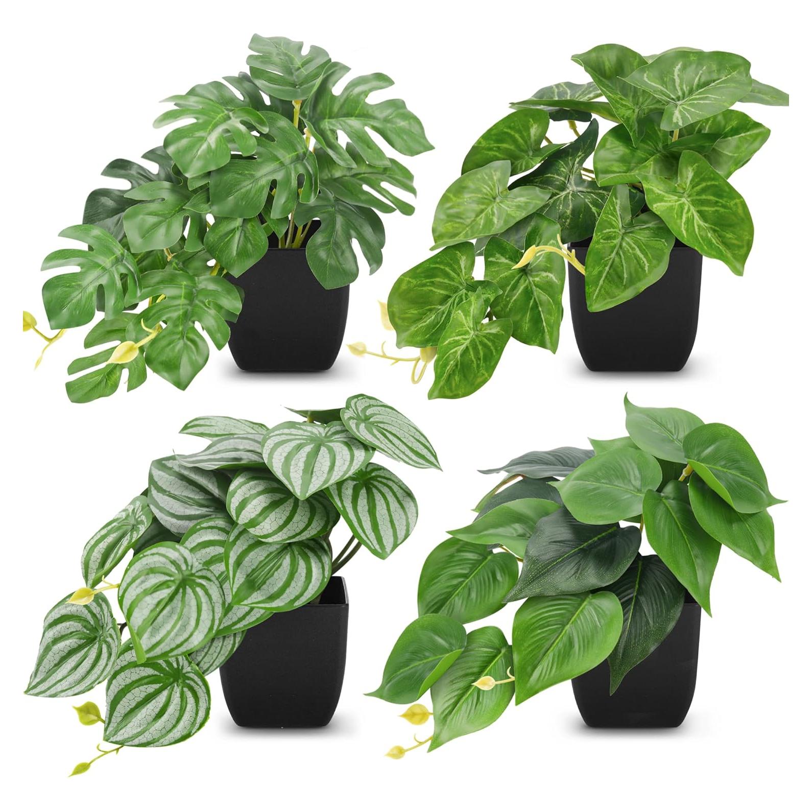 4 Pcs Plantas Falsas Negras Der Rose para Decoración Interior