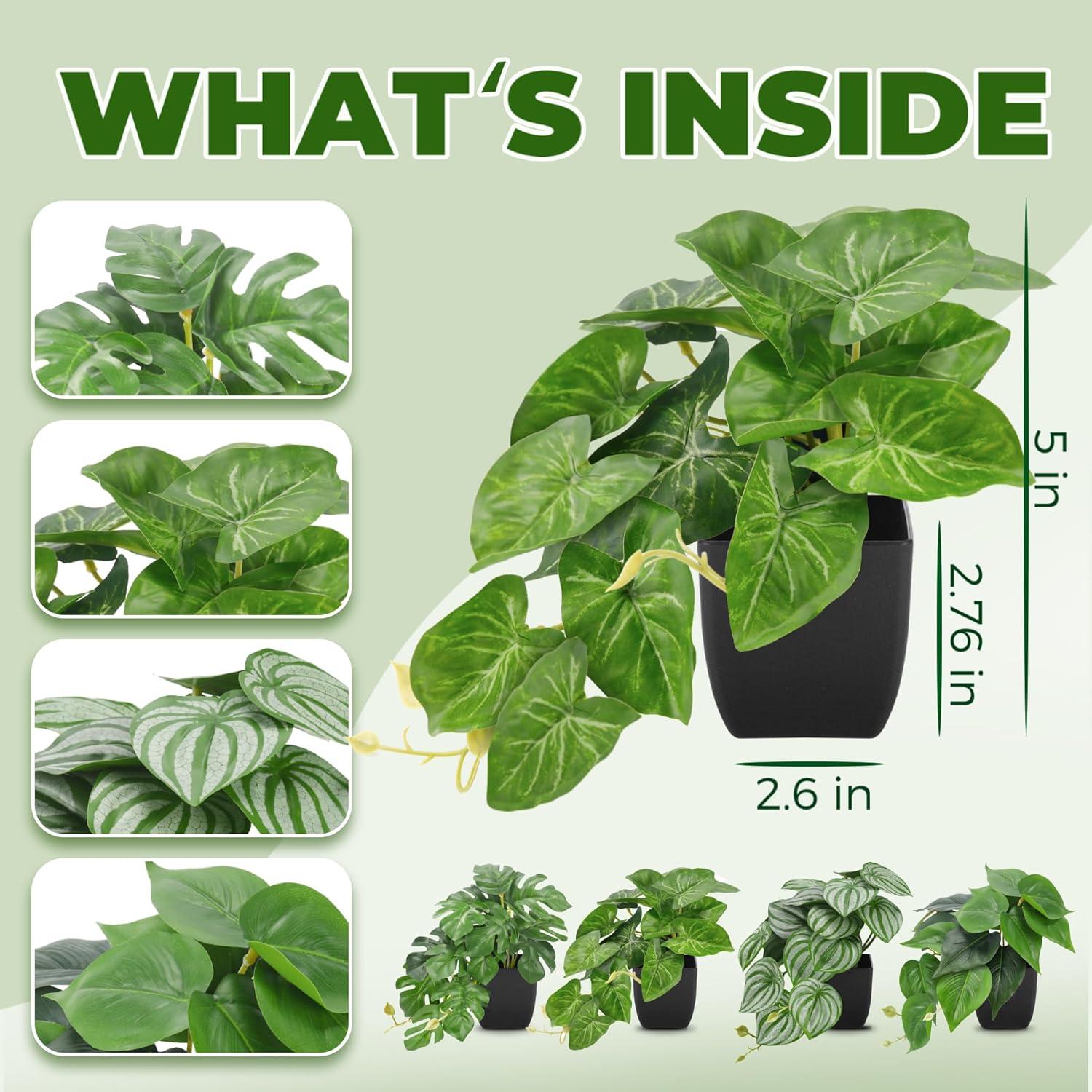 4 Pcs Plantas Falsas Negras Der Rose para Decoración Interior