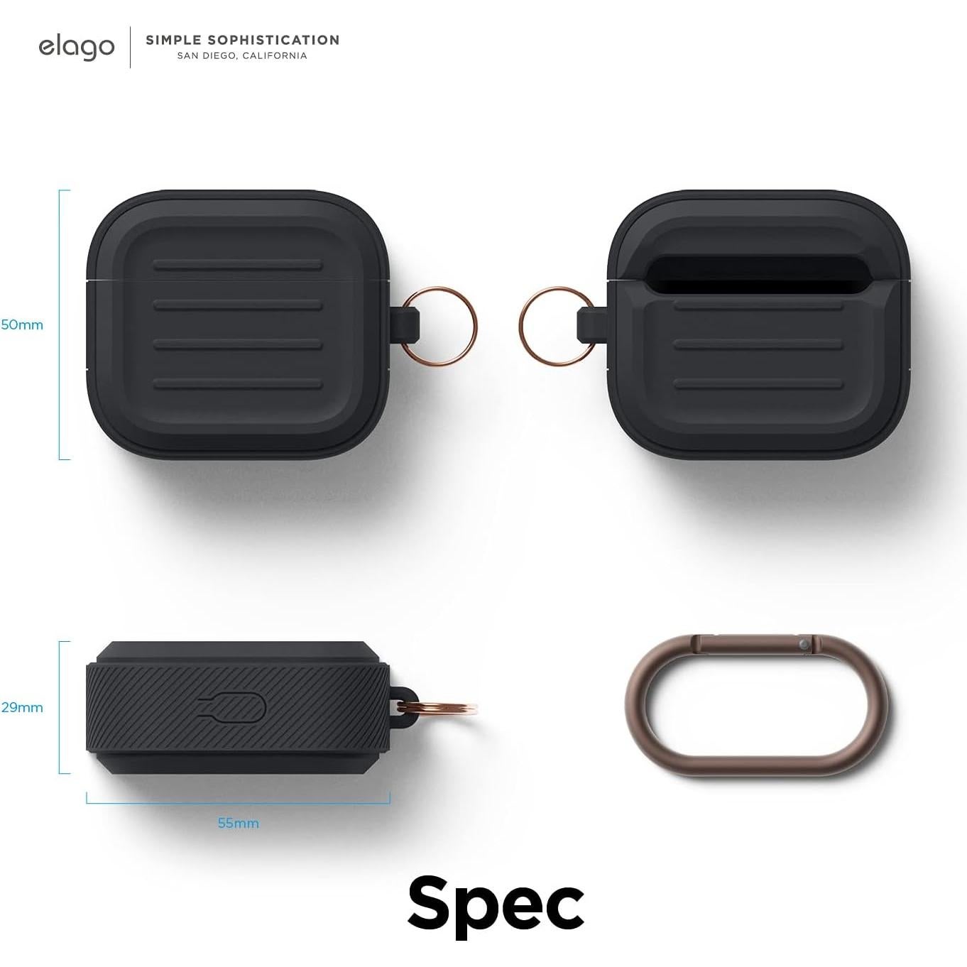 Estuche de Silicona elago Armor para AirPods 3 - Negro