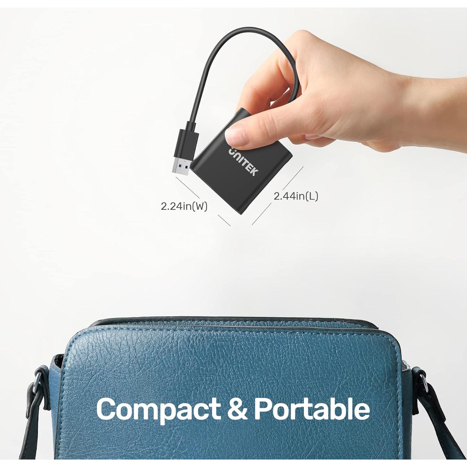 Lector de Tarjetas USB 3.0 Unitek Y-9324BK 3 Ranuras Compacto