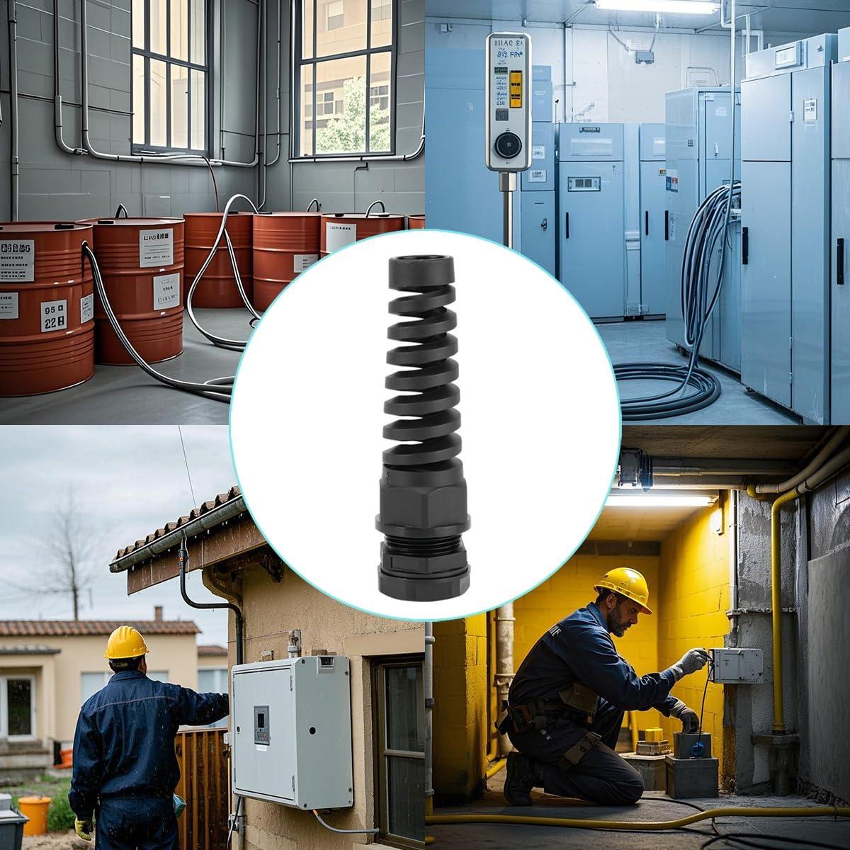 20 Conectores de Cable Impermeables PG7 Aandxmok Nylon PA66